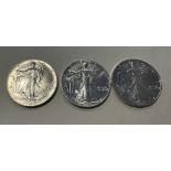 3 PCS 1989 SILVER EAGLES 1 OZ FINE SILVER COINS