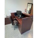 RECEPTION DESK WITH CHAIR NO CONTENTS INCLUDED