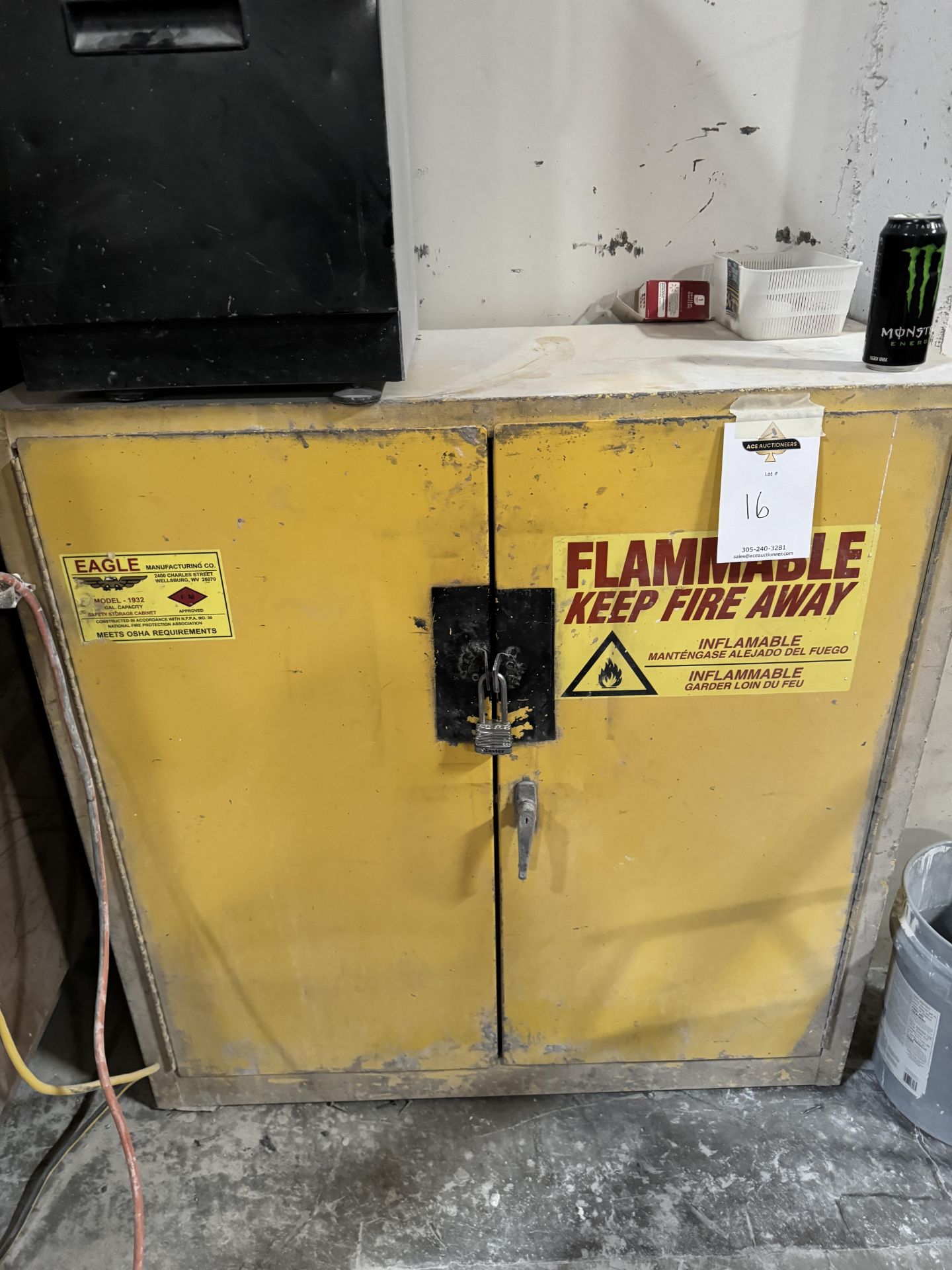 EAGLE FLAMMABLE CABINET LOCKED WITH CONTENTS UNKNOWN + FILE CABINET - Image 2 of 2