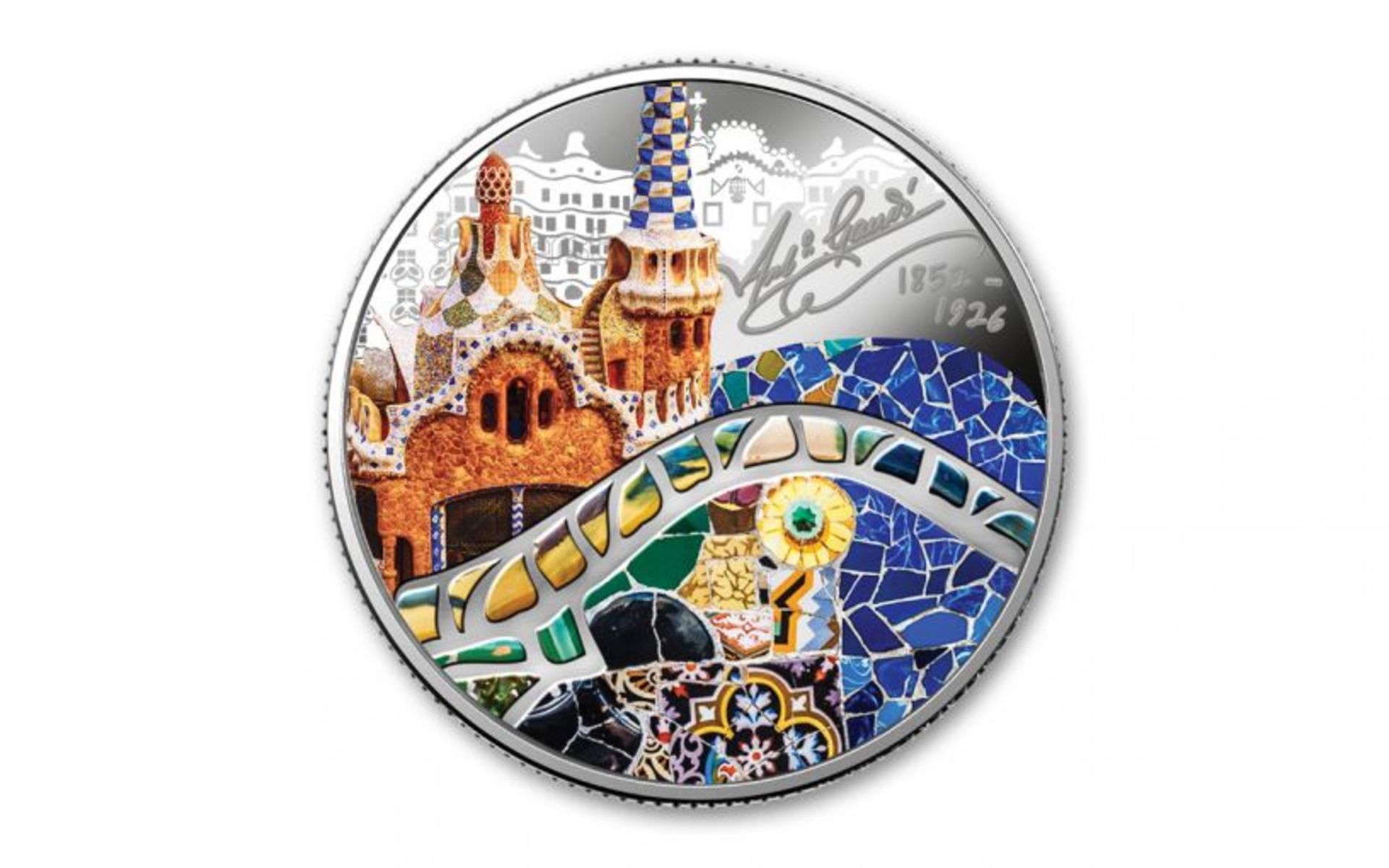 2022 Cameroon 1-oz Silver World of Gaudi Colorized Proof - Image 2 of 5