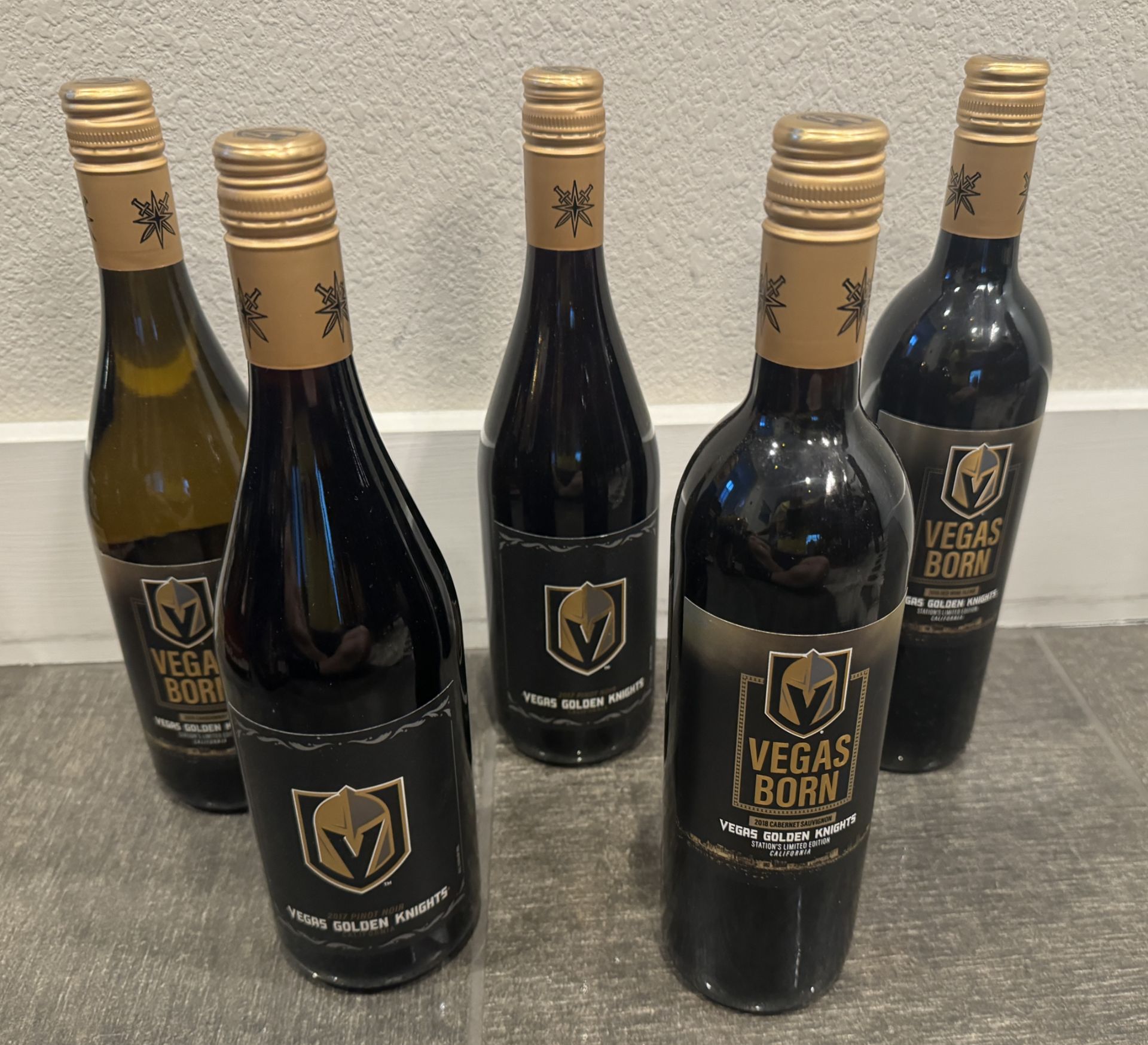 5 SPECIAL EDITION BOTTLES WINE GOLDEN KNIGHTS LAS VEGAS