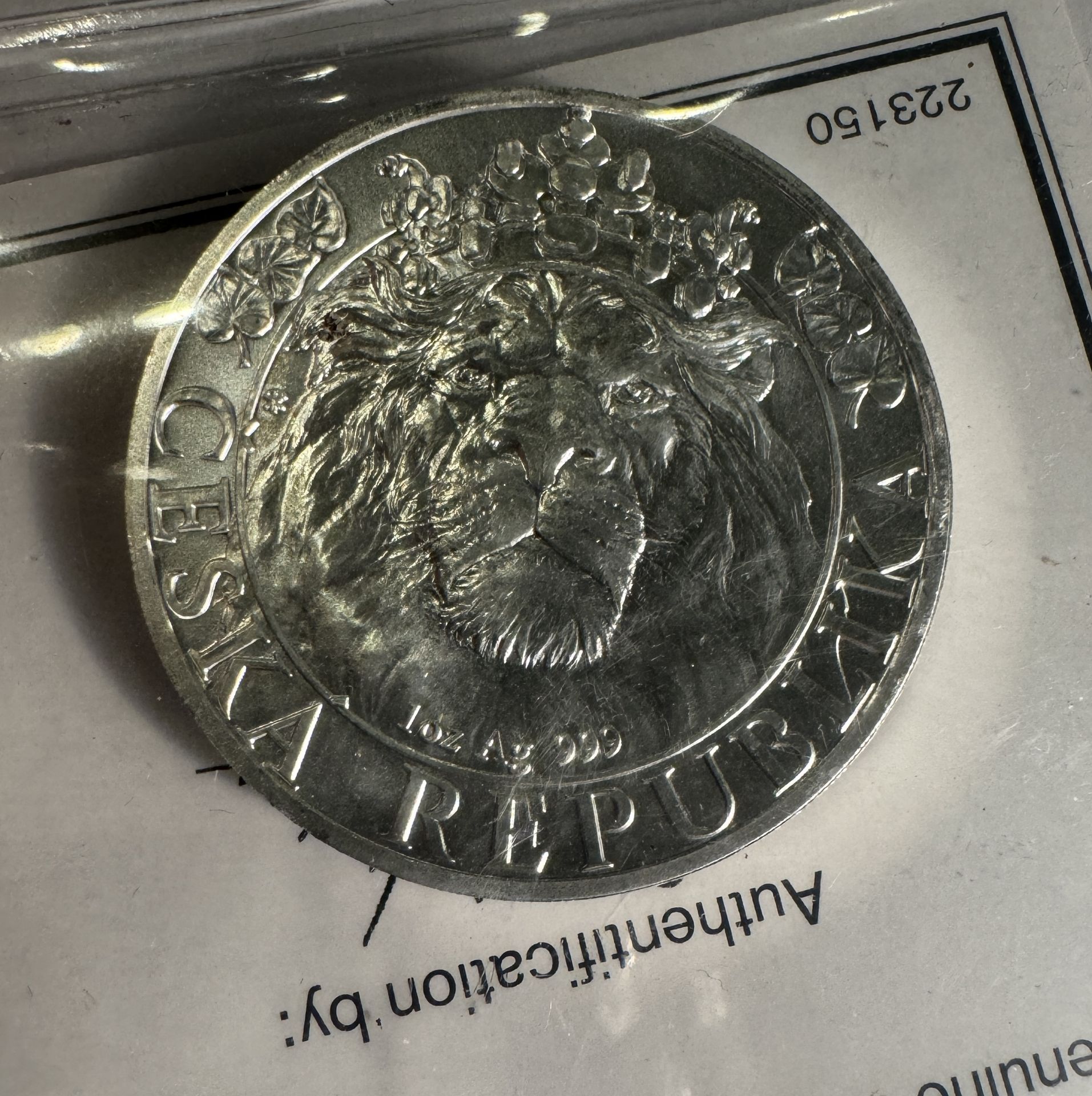 2022 1oz SILVER PIECE CESKA REPUBLIC