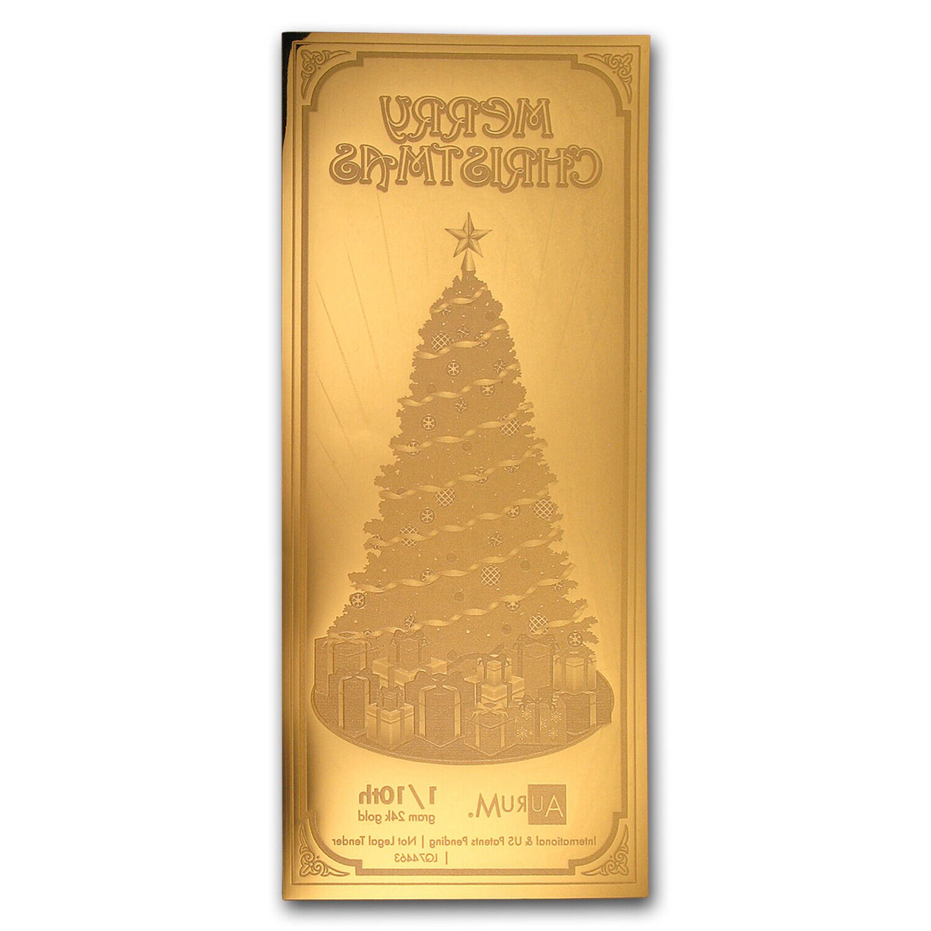 1/10 gram Gold Aurum Note - Merry Christmas - Tree, 24K - Image 2 of 2