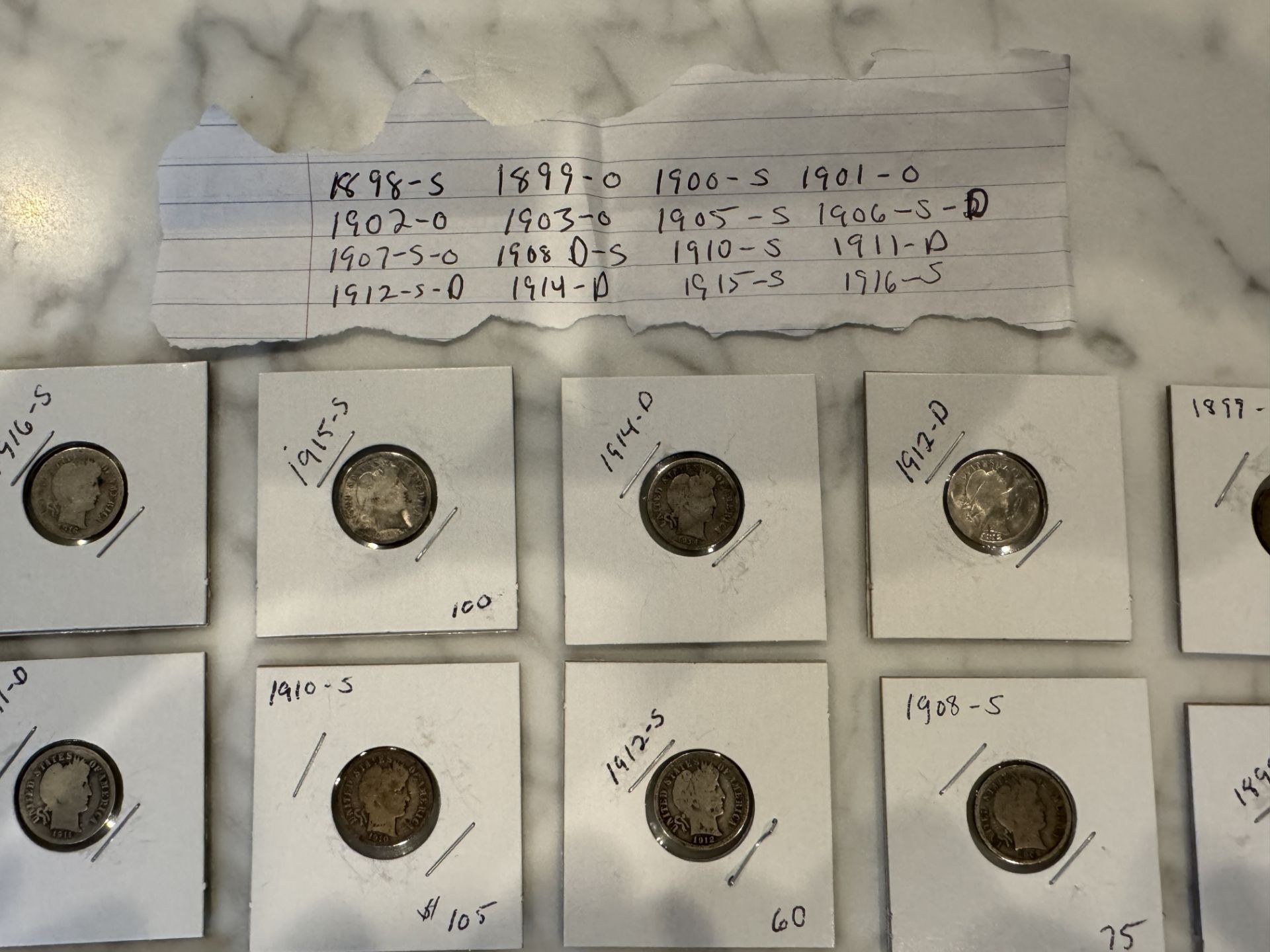 US SILVER BARBER DIMES "LIST IN PHOTOS" - Image 2 of 3