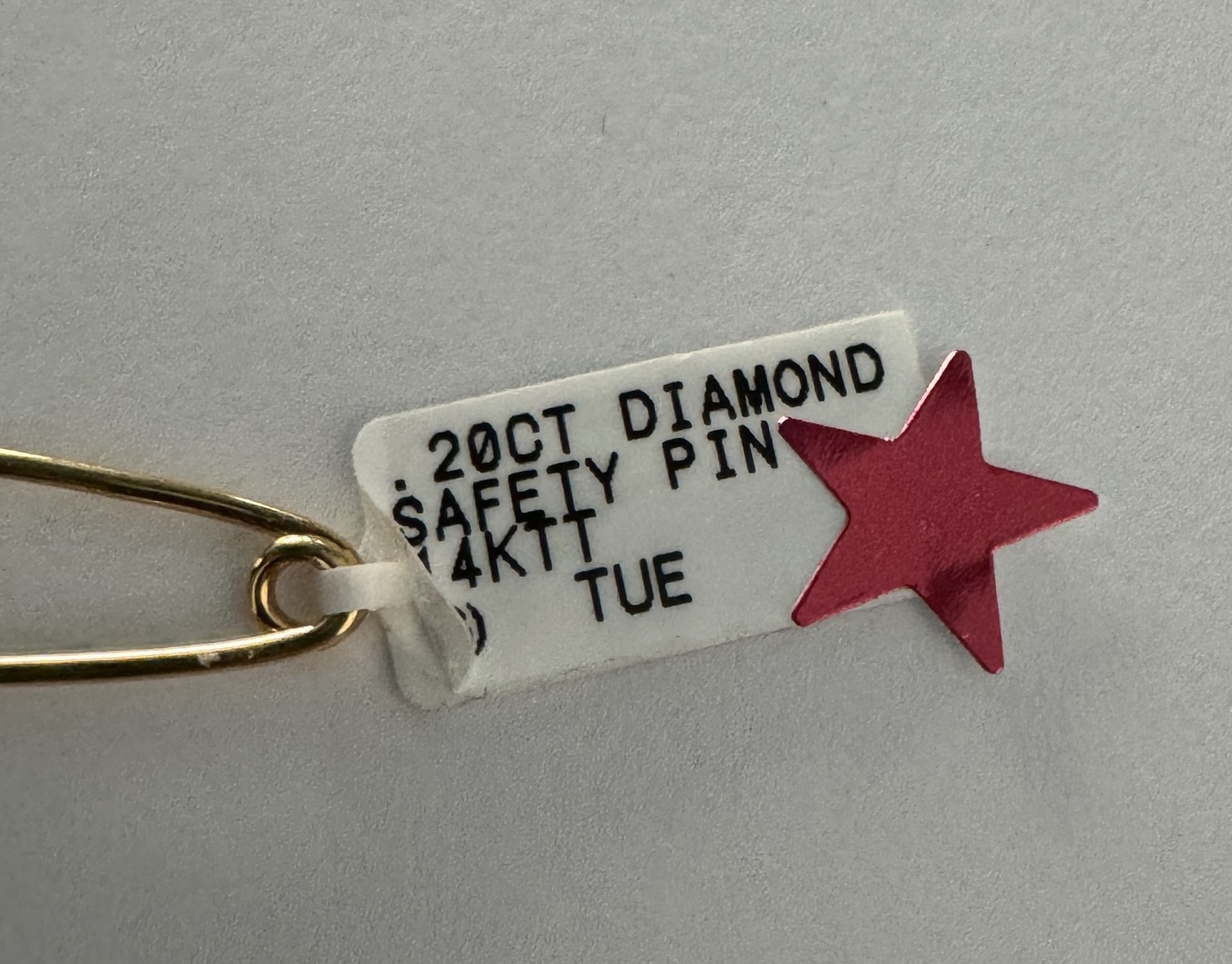 .20 14KT DIAMOND + GOLD SAFETY PIN $900 RETAIL - Image 2 of 3