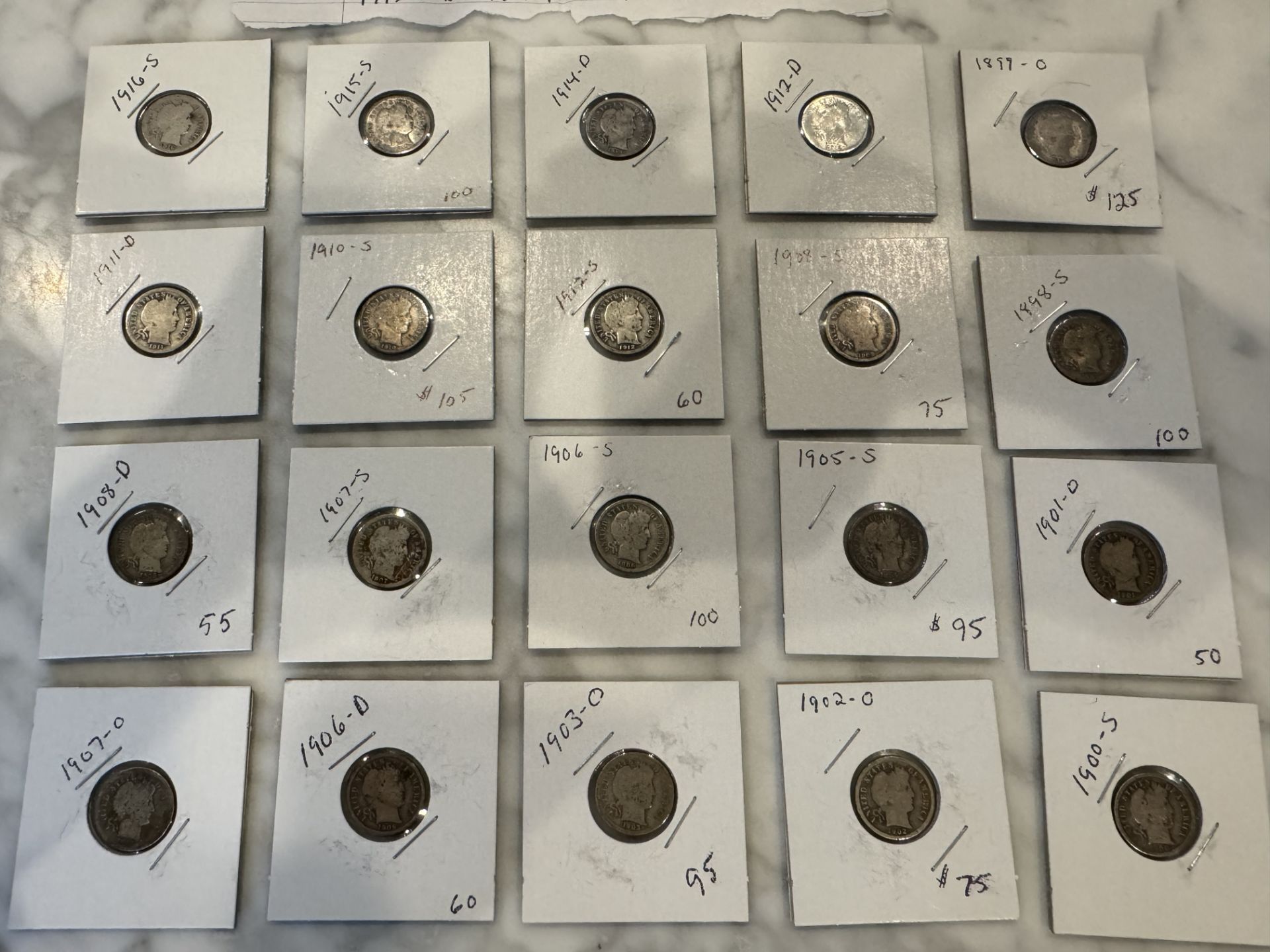 US SILVER BARBER DIMES "LIST IN PHOTOS" - Image 3 of 3