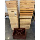 11 WOOD CRATES FOR WINE, STORAGE ETC