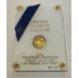 SOLID GOLD COIN OFFICIAL FROM AMERICAN NUMISMATIC ASSOCIATION 84TH ANNIVERSARY