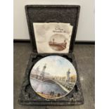 COLLECTIBLE CERAMIC PLATE - LE PONT ALEXANDRE III PAINT - IN ORIGINAL BOX WITH PAPERS