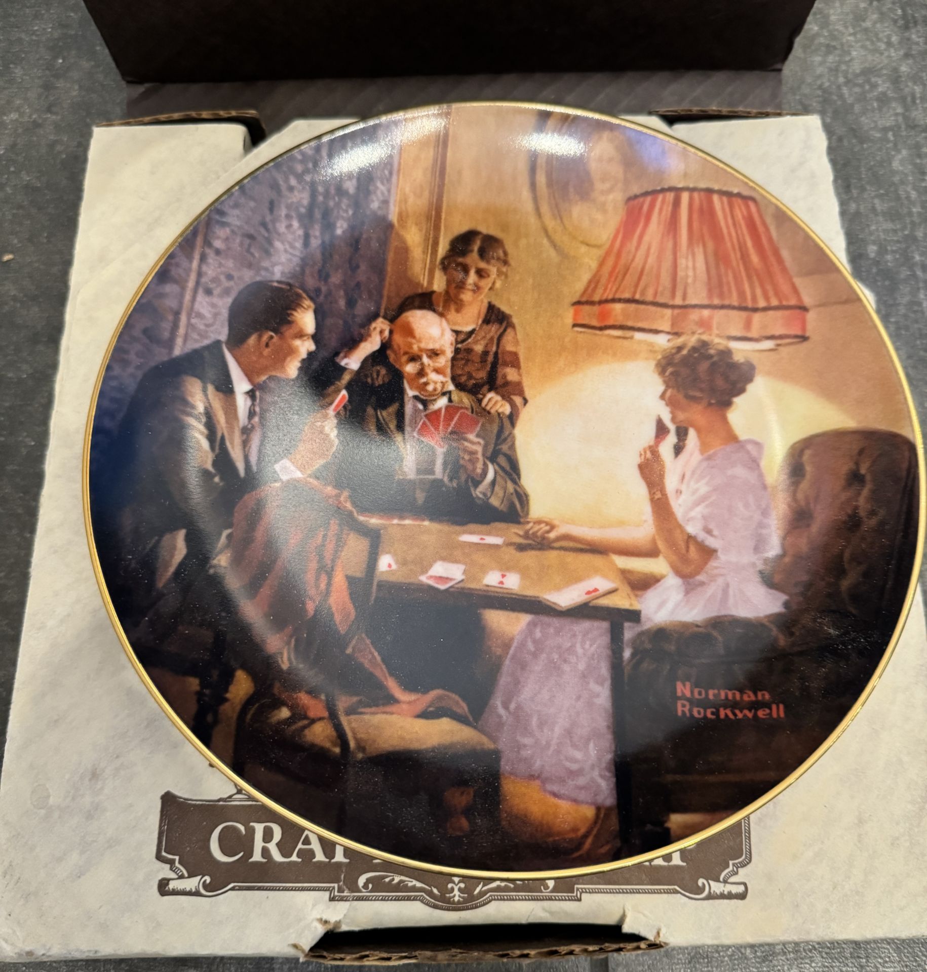 COLLECTIBLE CERAMIC PLATE - NORMAN ROCKWELL PAINT - IN ORIGINAL BOX WITH PAPERS