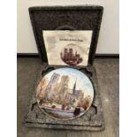 COLLECTIBLE CERAMIC PLATE - NOTRE DAME CATHEDRAL PAINT - IN ORIGINAL BOX WITH PAPERS