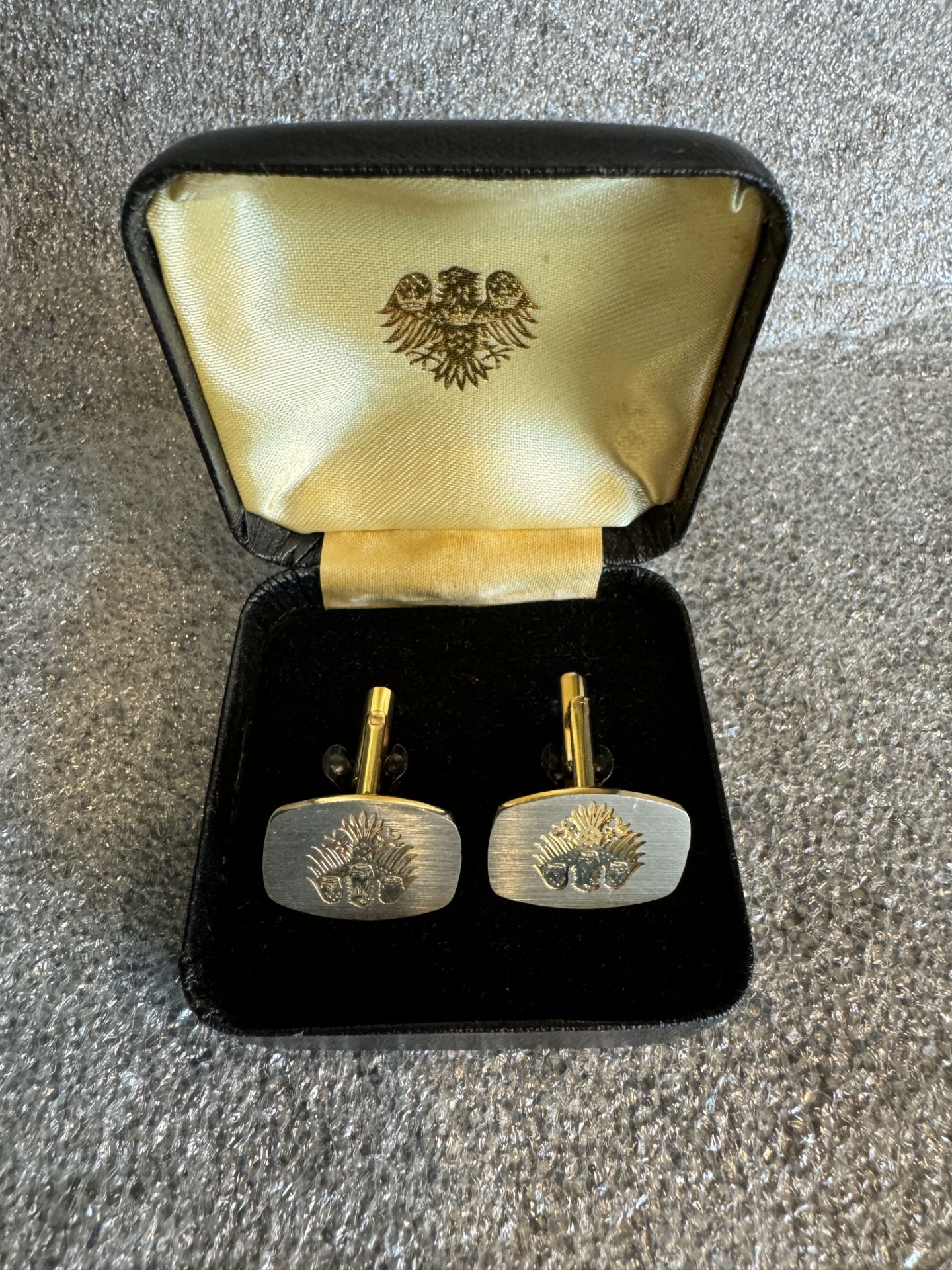 RETRO 1990’S CUFFLINKS GOLDEN EAGLE - SILVER GOLD TONE - IN BOX OF ISSUE