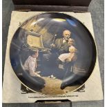 COLLECTIBLE CERAMIC PLATE - NORMAN ROCKWELL PAINT - IN ORIGINAL BOX WITH PAPERS