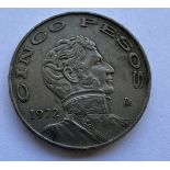 1972 MEXICO 5 PESOS COIN