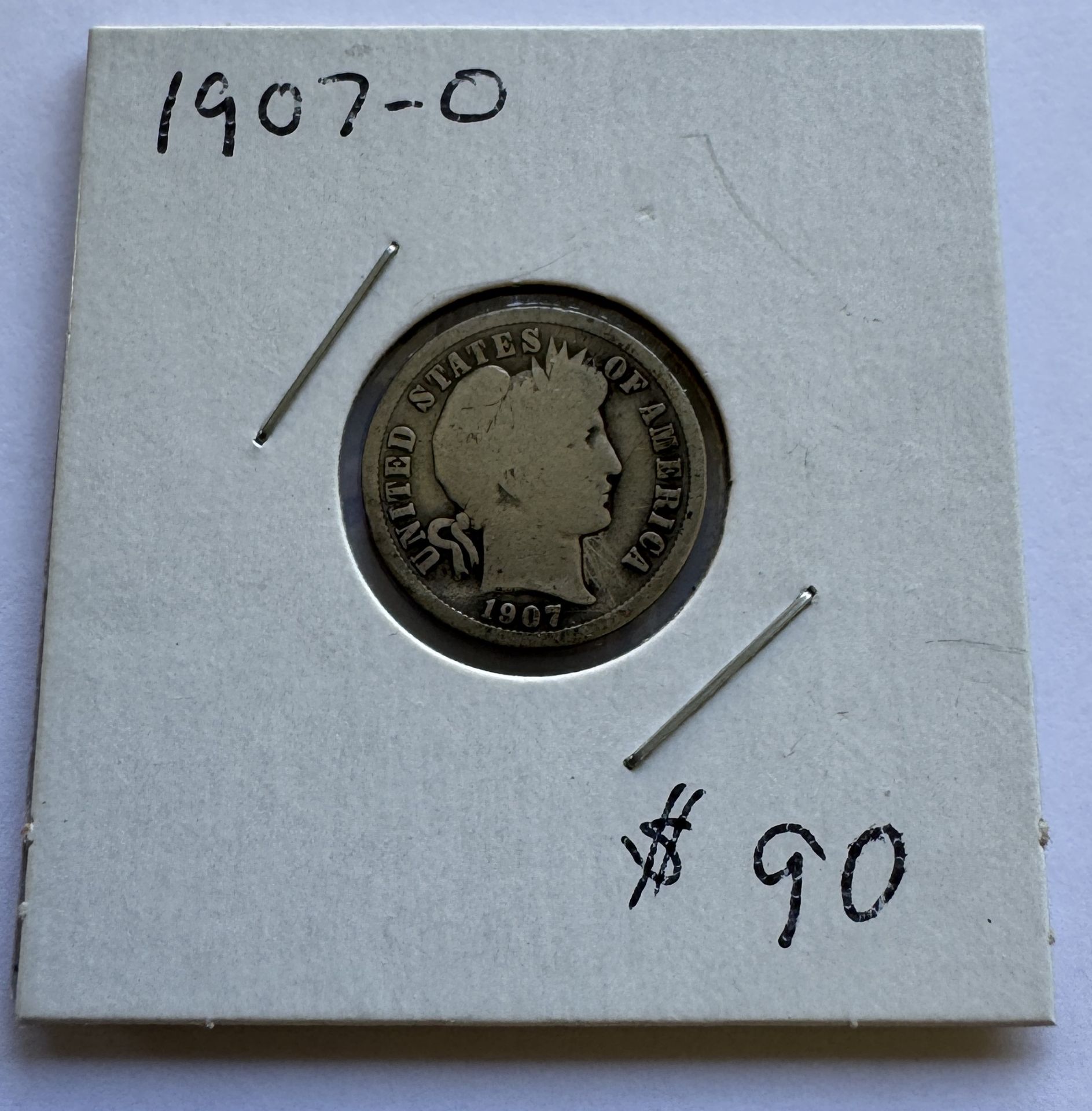 1907-O BARBER DIME COIN