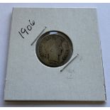 1906 BARBER DIME COIN