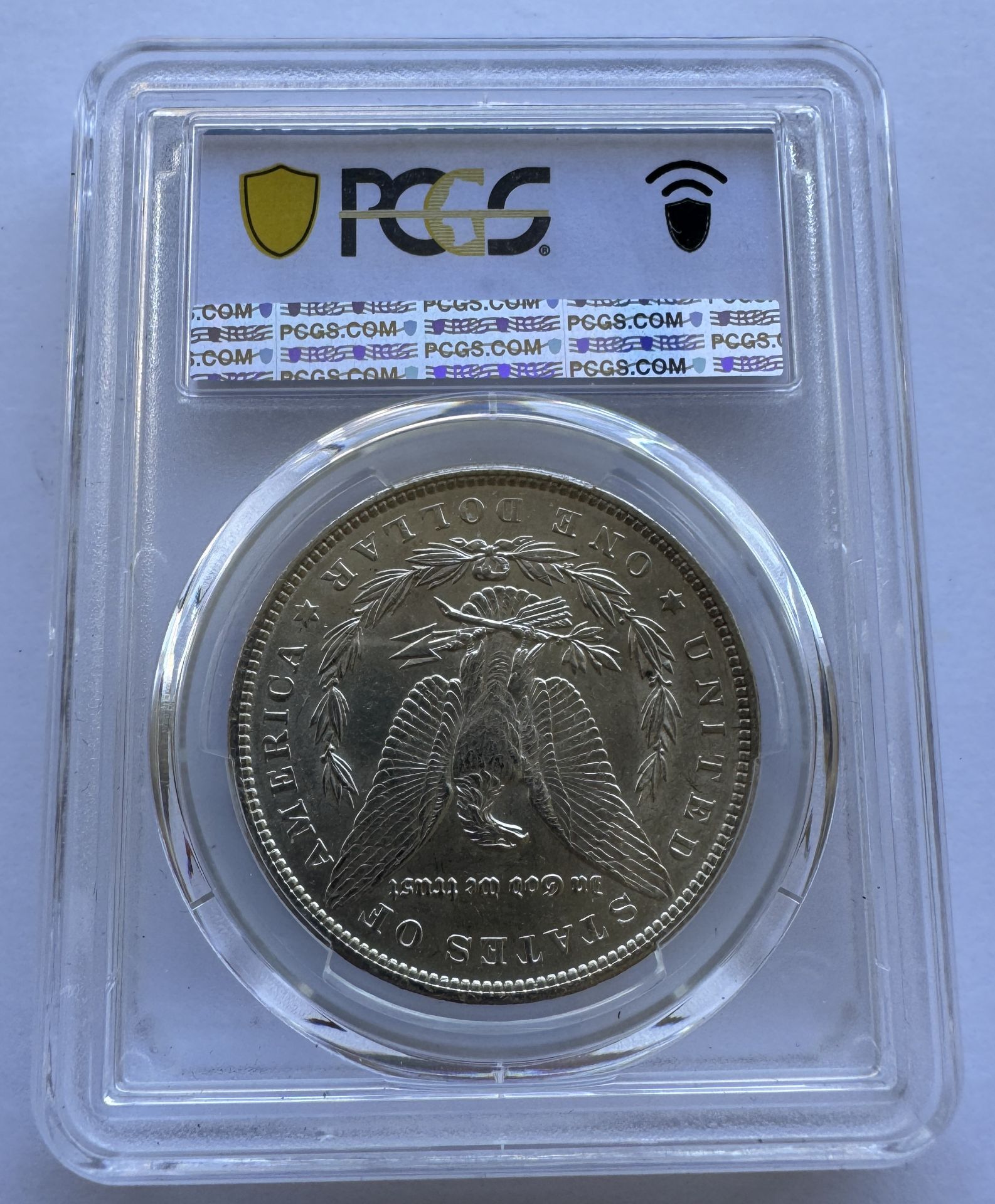 1890 $1 MORGAN SILVER DOLLAR COIN PCGS AU53 - Image 2 of 2