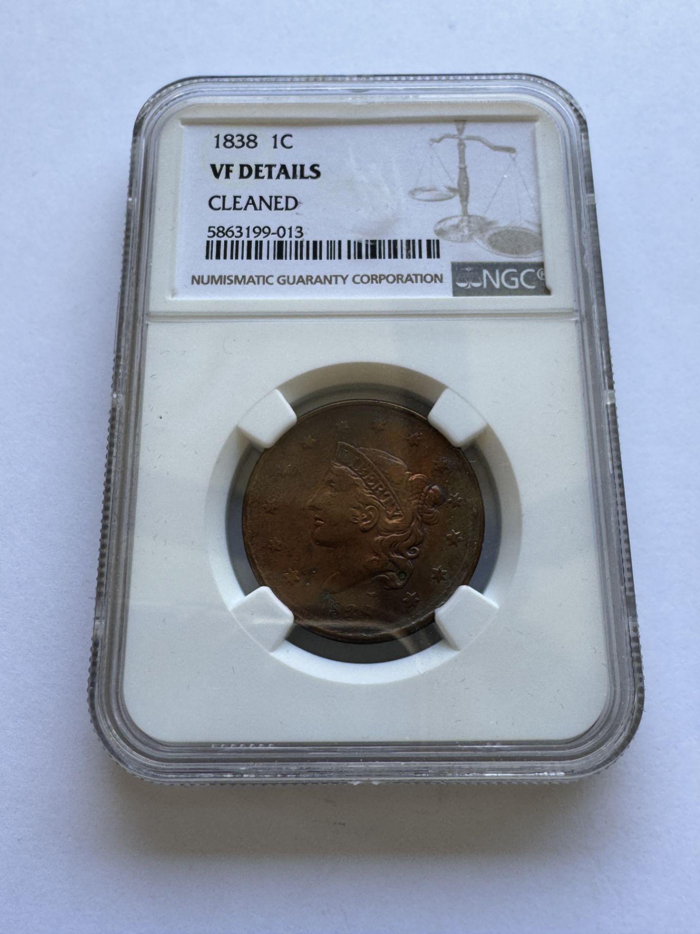 1813 1 CENT CLASSIC HEAD LARGE COIN NGC VF