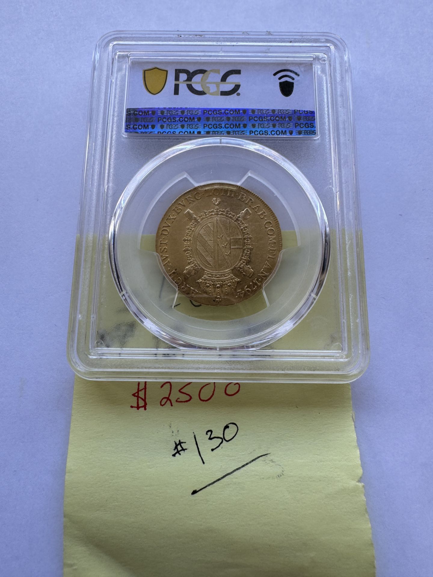 1794-A AUSTRIAN NETHERLANDS SOUVERAIN D'OR COIN PCGS AU50 - FRANZ II - Image 2 of 2