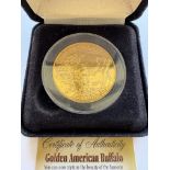 2006 $50 AMERICAN GOLD PLATED BUFFALO INDIAN HEAD COIN - CERTIFICATE IN BOX