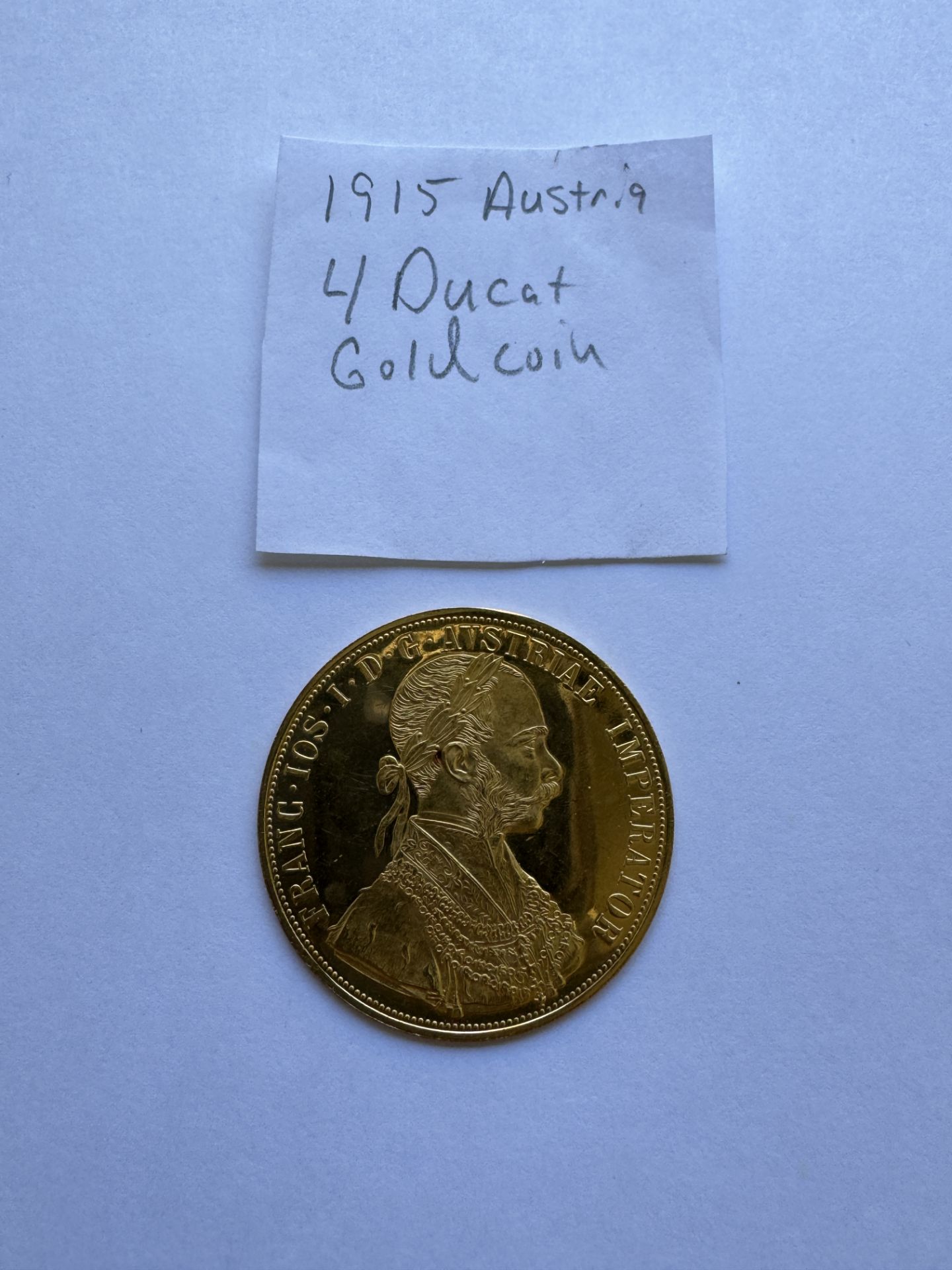 1915 AUSTRIA 4 DUCAT GOLD COIN