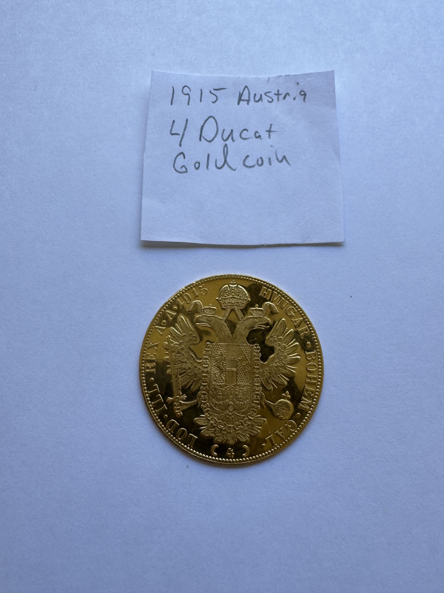 1915 AUSTRIA 4 DUCAT GOLD COIN - Image 2 of 2