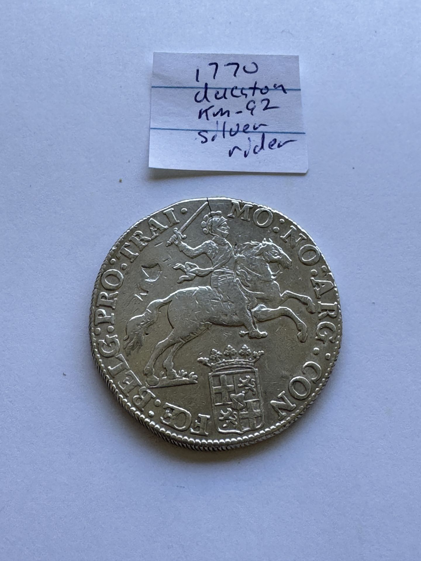 1770 NETHERLANDS - DUCATON SILVER RIDER COIN - Image 2 of 2