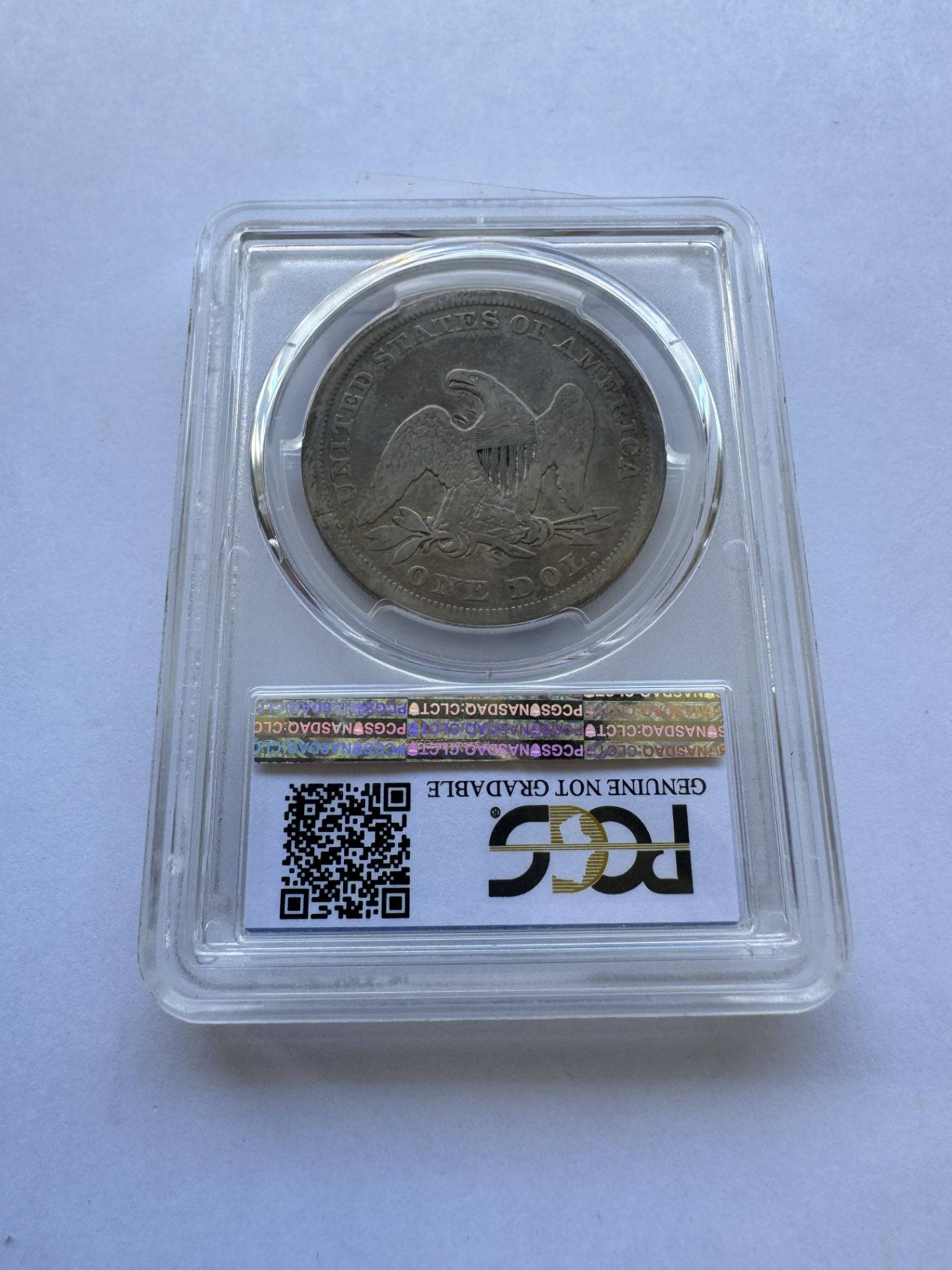 1859-S 1$ LIBERTY SEATED SILVER DOLLAR COIN PCGS GENUINE - Image 2 of 2