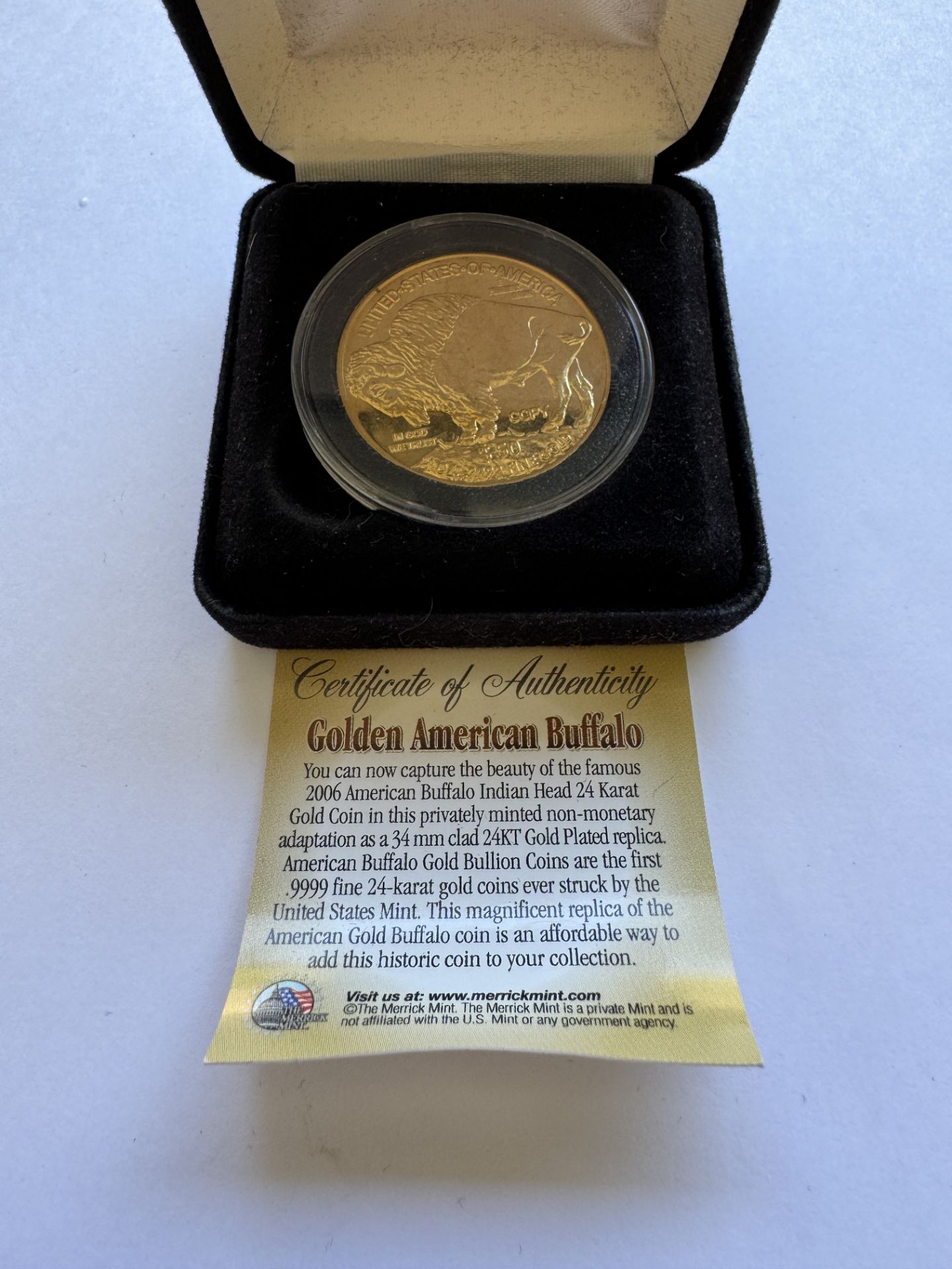 2006 $50 AMERICAN GOLD PLATED BUFFALO INDIAN HEAD COIN - CERTIFICATE IN BOX - Image 3 of 3