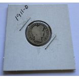 1911-D BARBER DIME COIN