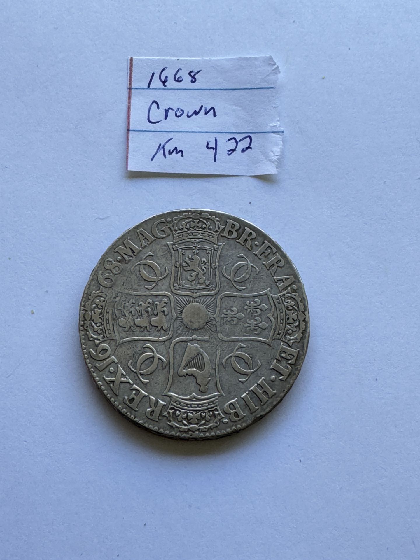 1668 CHARLES II CROWN COIN - Image 2 of 2