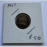 1907 BARBER DIME COIN