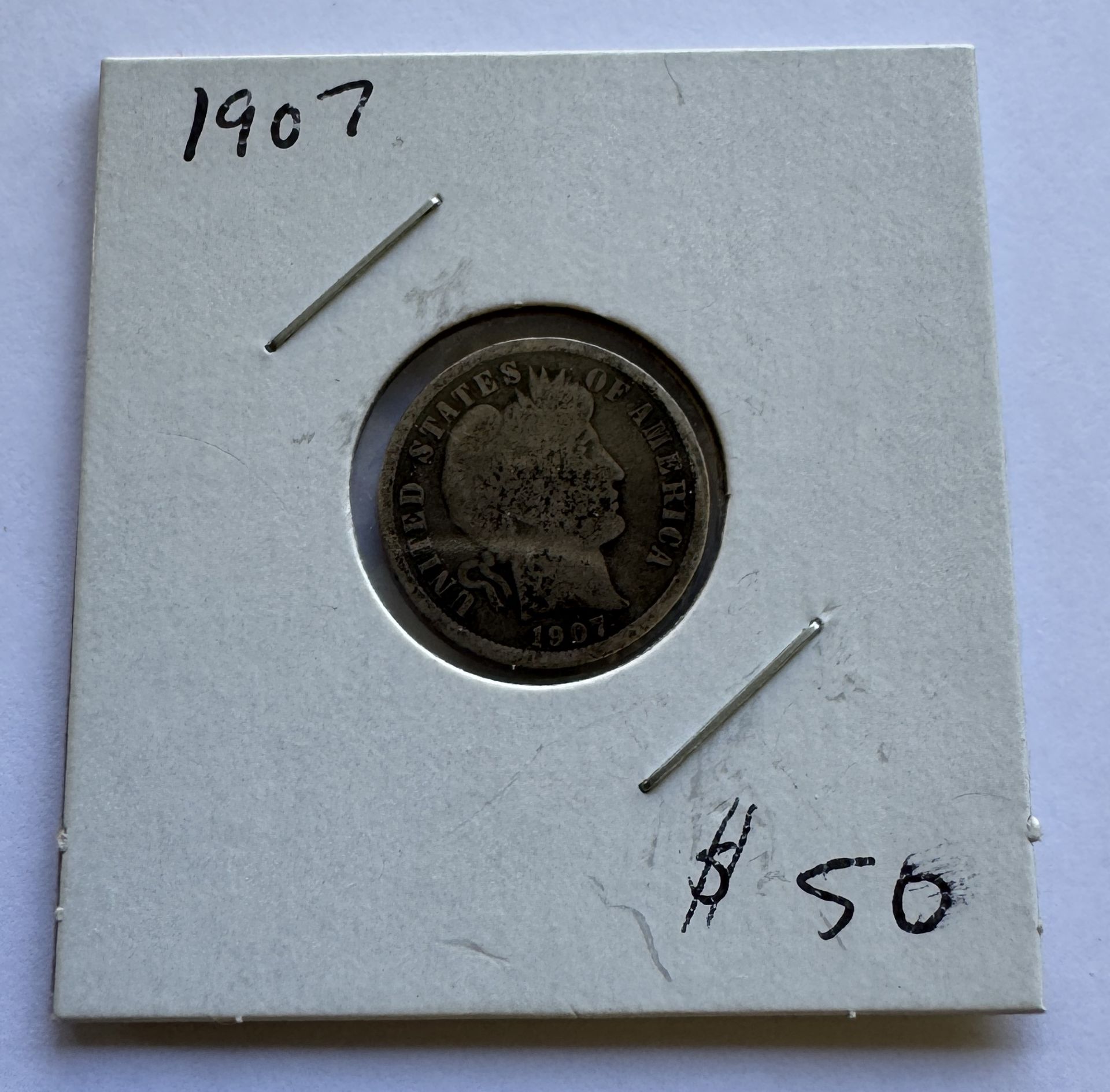 1907 BARBER DIME COIN