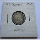 1913 CANADA 10 CENTS GEORGE V COIN