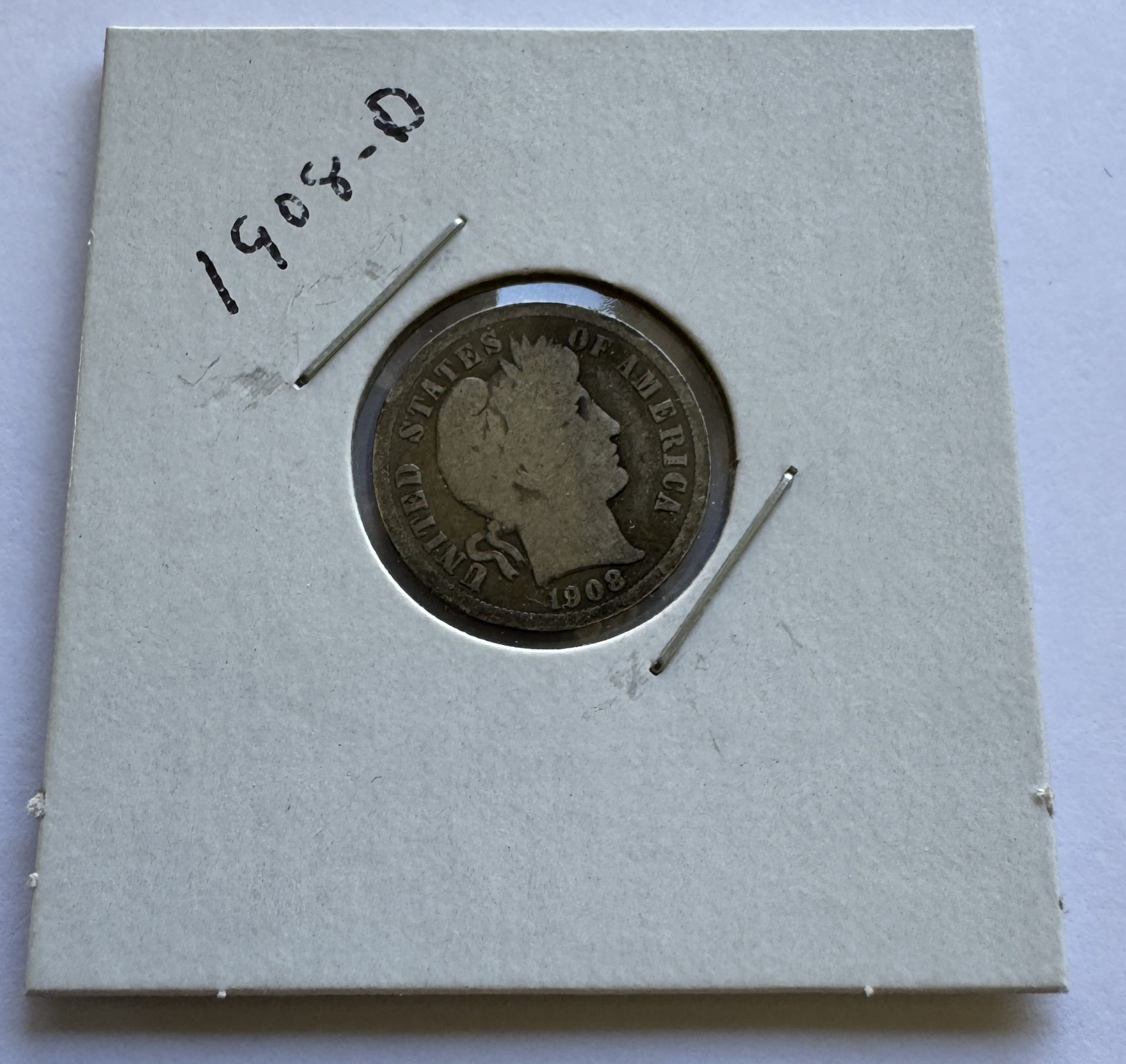 1908-D BARBER DIME COIN