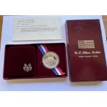 1984 SILVER DOLLAR COIN - OLYMPIC GAMES LOS ANGELES - IN BOX