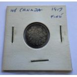 1917 CANADA 10 CENTS GEORGE V COIN