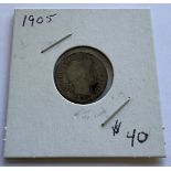 1905 BARBER DIME COIN