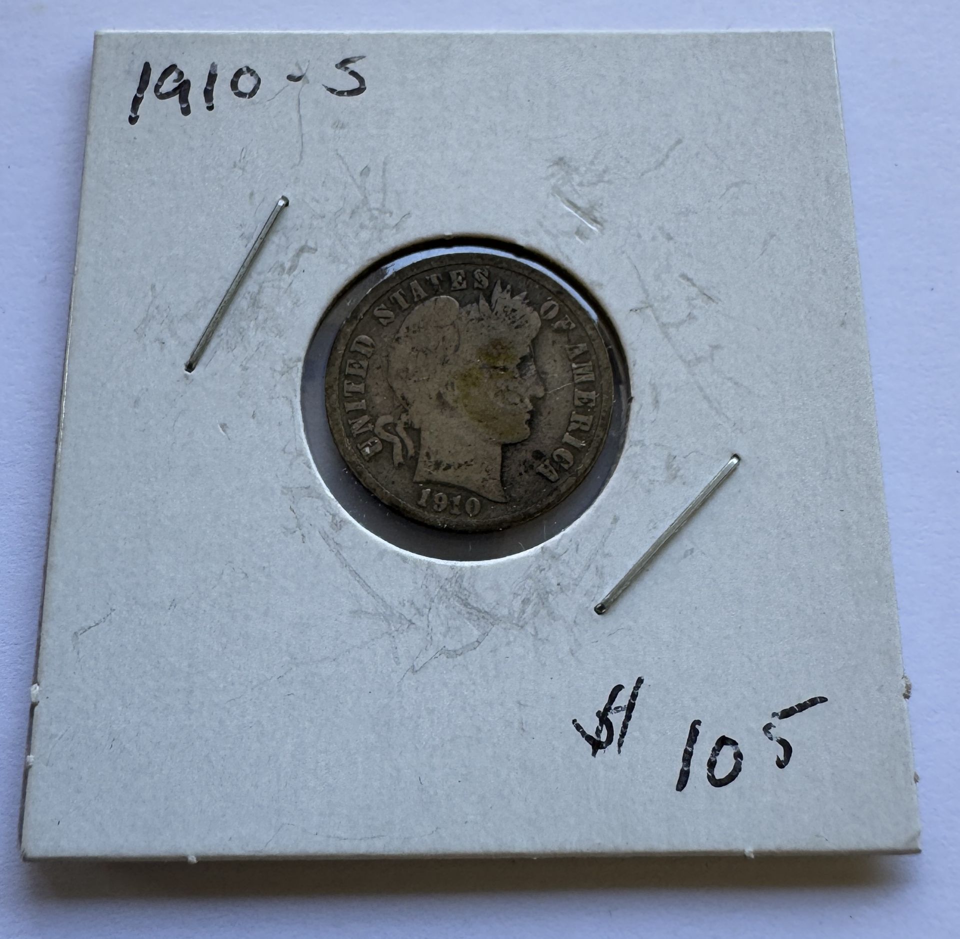 1910-S BARBER DIME COIN