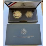 1991 SILVER PROOF DOLLAR COIN - U.S MOUNT RUSHMORE ANNIVERSARY - IN BOX