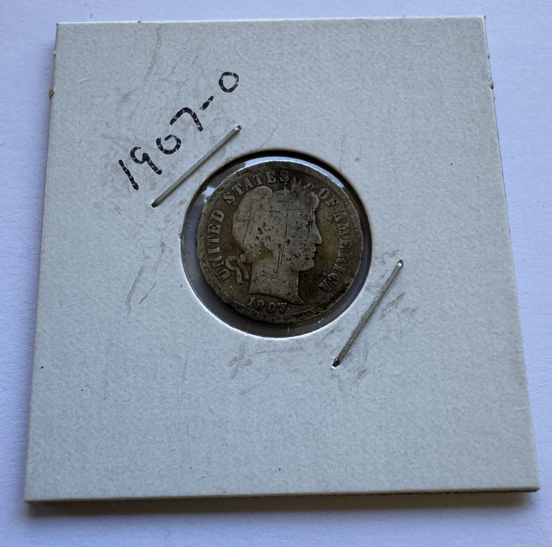 1907-O BARBER DIME COIN