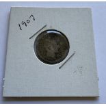 1907 BARBER DIME COIN