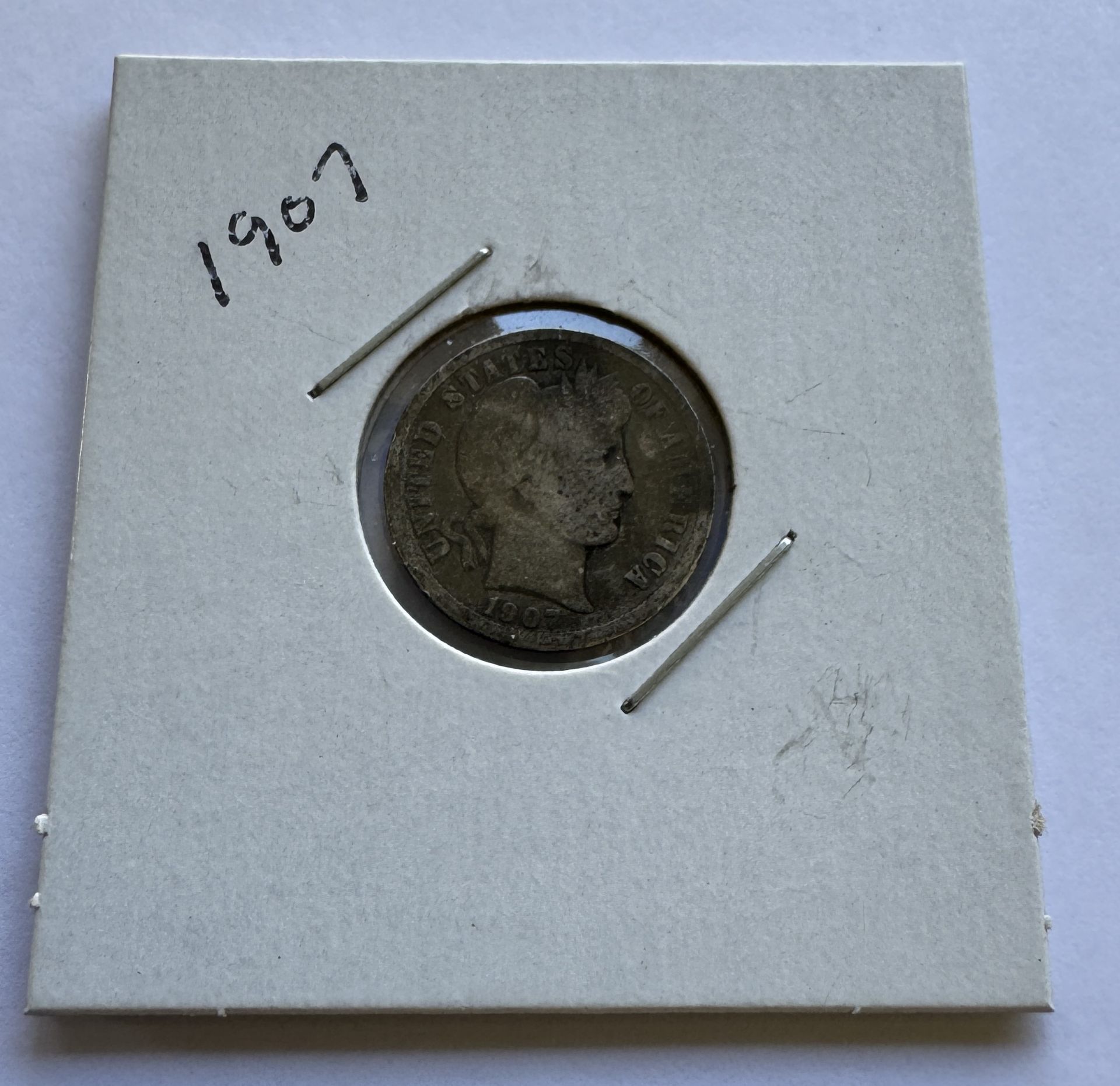 1907 BARBER DIME COIN