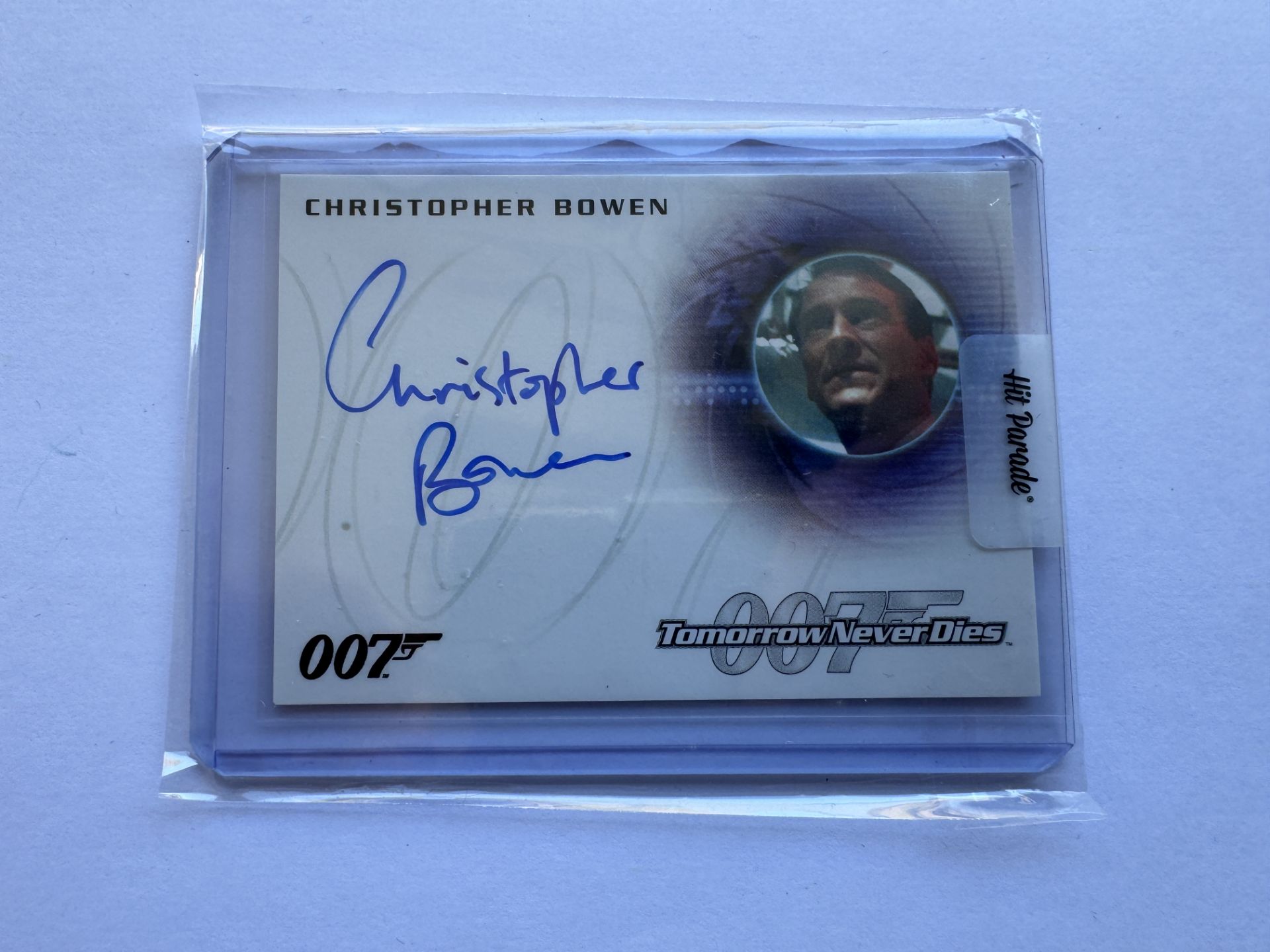 AUTOGRAPHED CARD SIGNED BY CHRISTOPHER BOWEN - 007 TOMORROW NEVER DIES