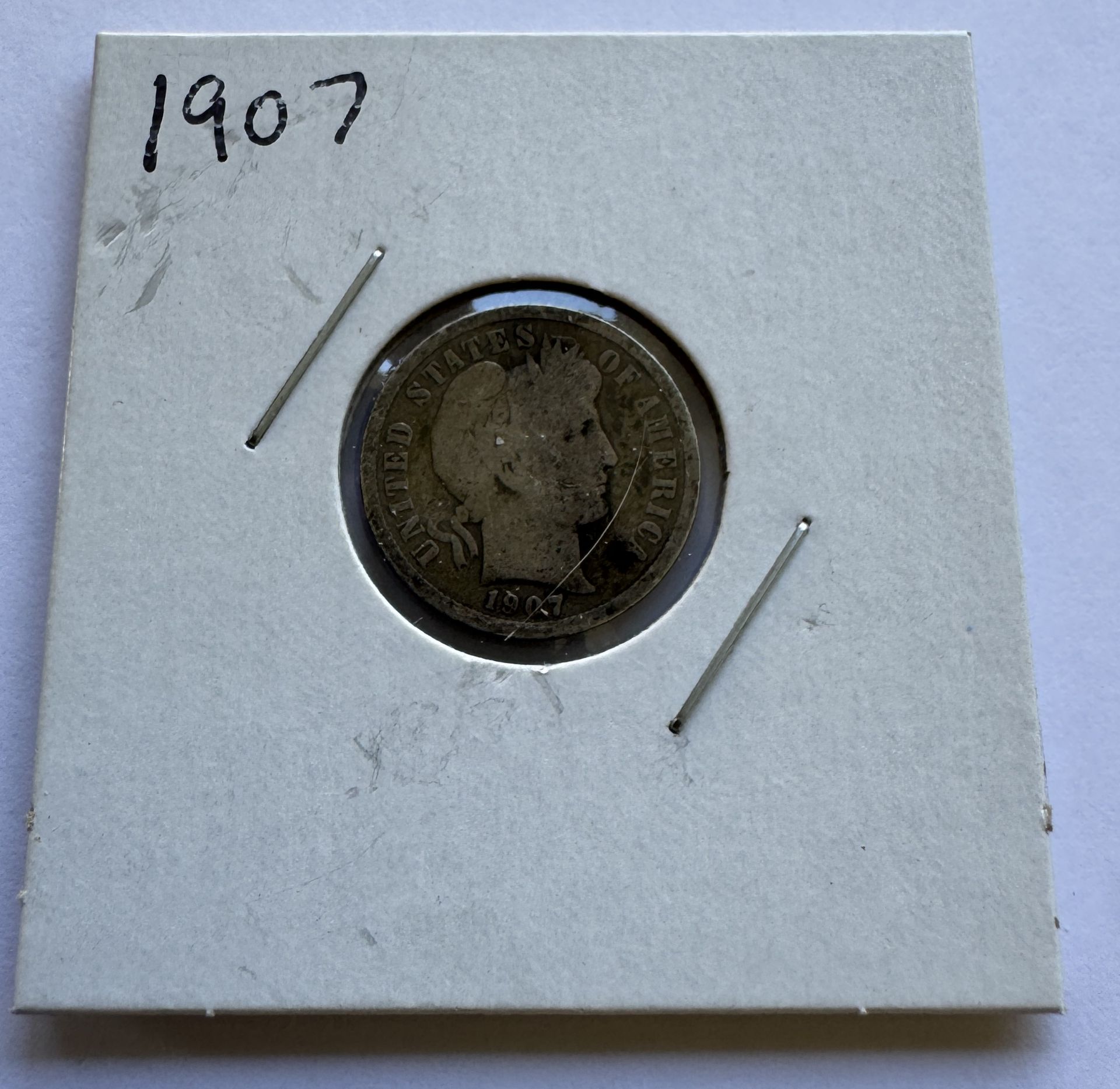 1907 BARBER DIME COIN