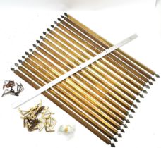 Set of 16 antique brass stair rods with 9 pairs of original brackets/fixings and 3 pairs of