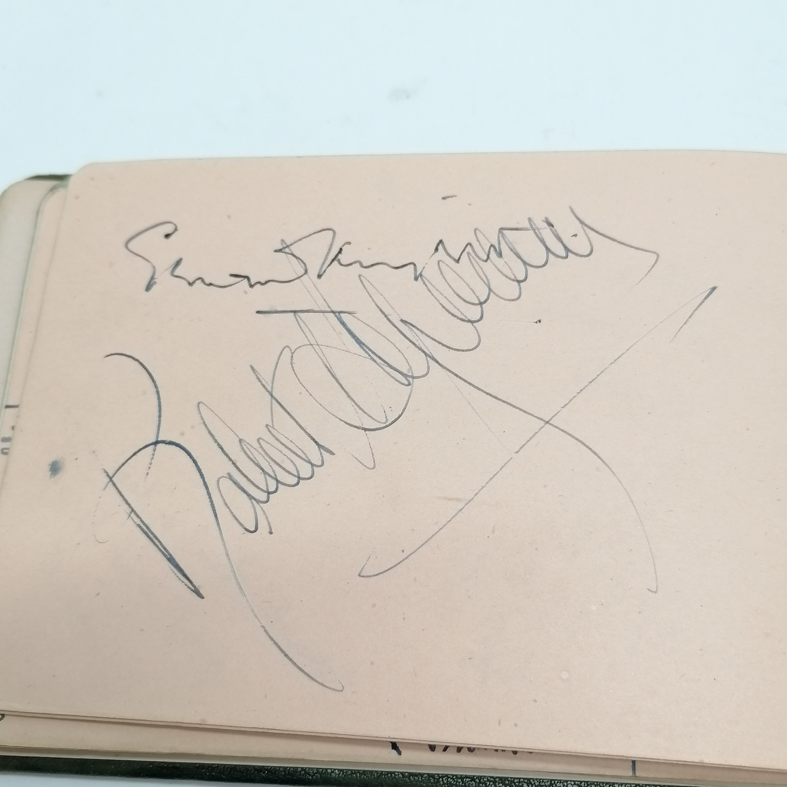 Vintage Autograph book with many signatures inc Peter Cushing, David Lean, Martha Raye, Gertrude - Image 4 of 33