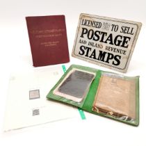 Vintage enamel sign - 'Licensed to sell postage and inland revenue stamps' (20.5cm x 27.5cm) t/w qty