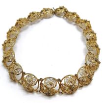 Unmarked silver gilt filigree collar - 38cm & 49g total weight