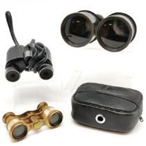 Pair of Jumelle Marine binoculars, cased Nikon binoculars T/W a small pair of brass and mother of